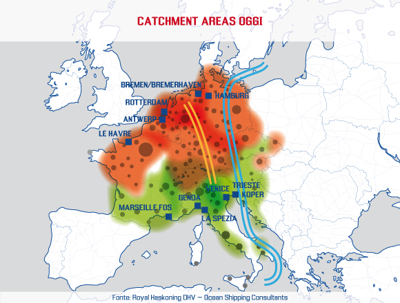 Catchment area dei porti europei 2016